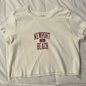 Brandy Melville Cropped White Newport Beach top